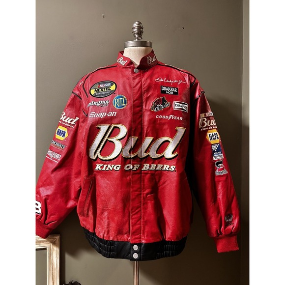 VTG Chase Authentics Dale Earnhardt Jr Nascar Budweiser Red Leather Jacket 2XL